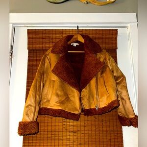 HYFVE SZ small faux suede & Sherpa bomber jacket brand new!